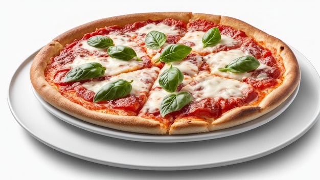 pizza margherit isolata su sfondo bianco