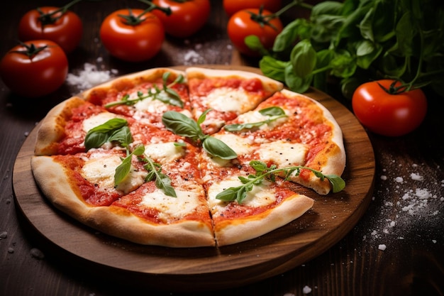 Pizza Margherita con una spruzzatura di pepe nero schiacciato sulla crosta