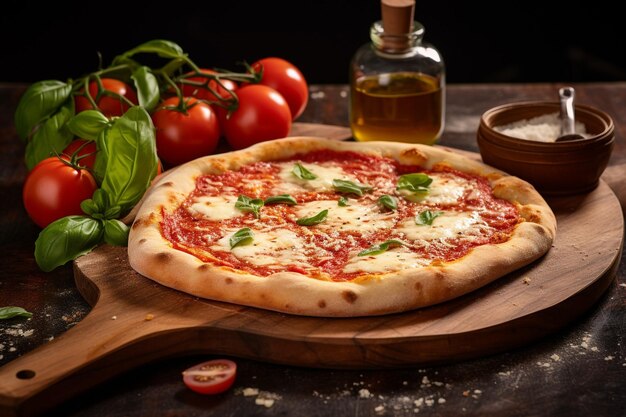 Pizza Margherita con una spruzzatura di pepe nero schiacciato sulla crosta