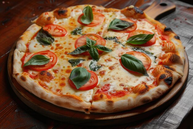 Pizza Margherita in stile italiano con pomodoro mozzarella e basilico