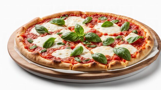 pizza margherita su uno sfondo bianco isolato