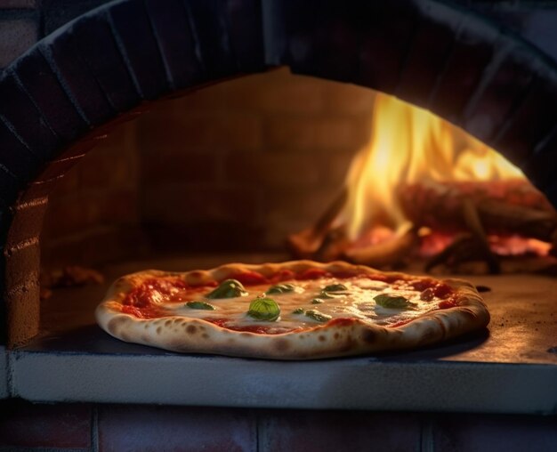 pizza nel forno a legna