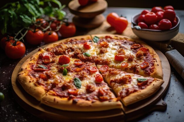 pizza sul tavolo della cucina pubblicità professionale fotografia di cibo