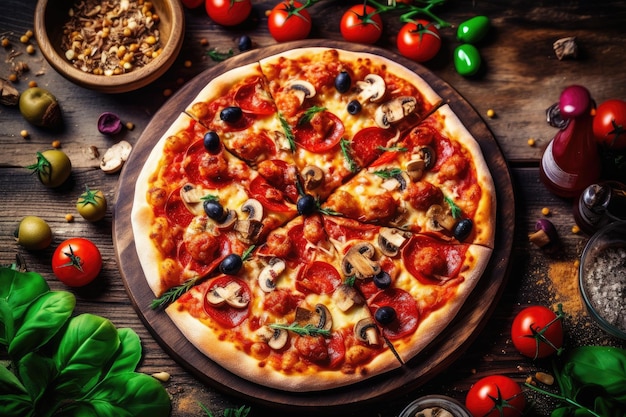 pizza sul tavolo della cucina pubblicità professionale fotografia di cibo