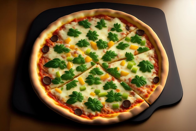 Pizza tonda alla cannabis con formaggio