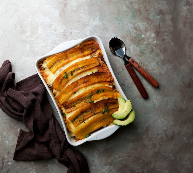 Plantain Lasagna (Pastelon) Cibo tipico portoricano e Repubblica Dominicana