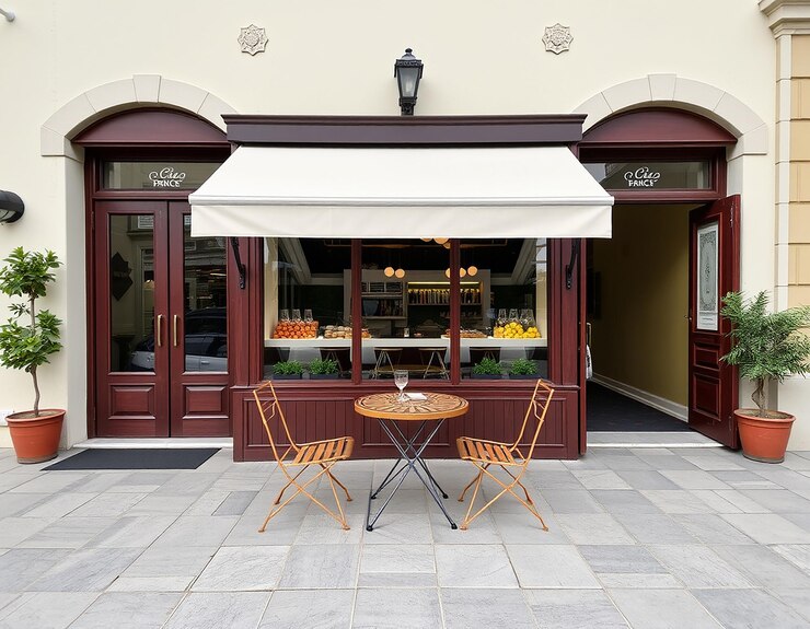 Plastic table and chairs outside in a garden