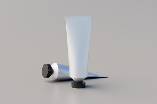 Plastica alluminio vernice cosmetica tubo multiplo rendering 3D mockup