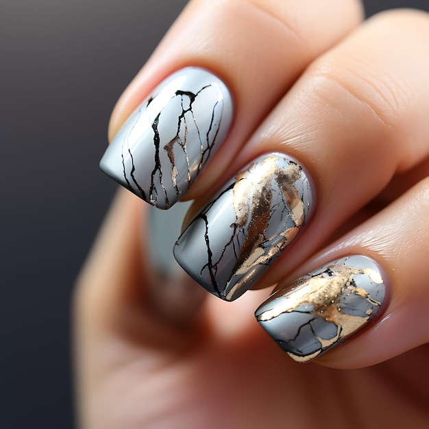 Platinum Glam Platinum Foil Nails Design Metallic Silver Col Concept Idea Creative Art Photoshoot