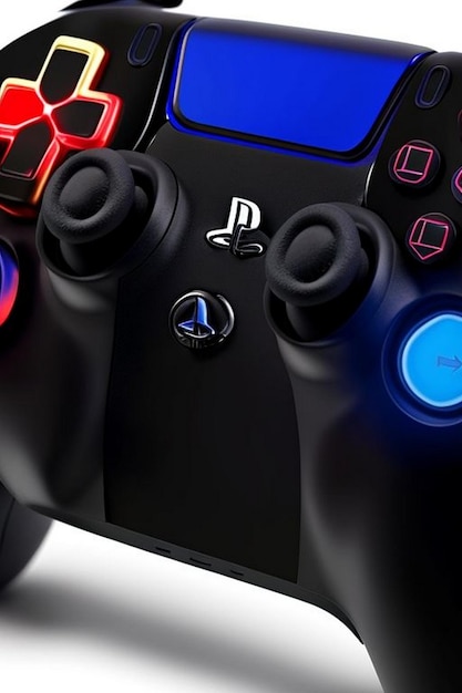 PlayStation 5 gamepad dualsense su un retro a carbone scuro Cybersport poster concept