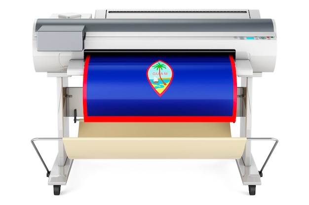 Plotter stampante di grande formato con rendering 3D della bandiera guamaniana