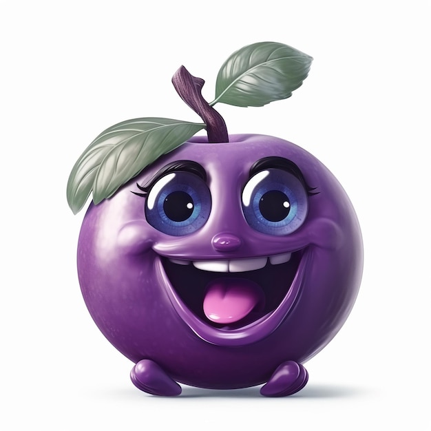 Plum Fun Un frutto giocoso con un sorriso gioioso IA generata