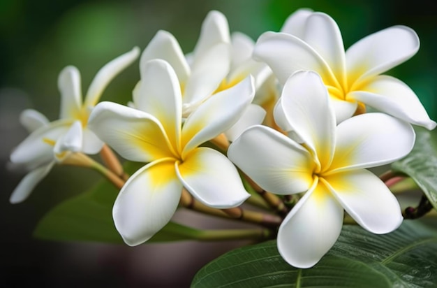 Plumeria fiori bianchi su sfondo verde