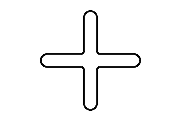 Plus piatto icona linea minimalista forma simbolo segno nero opere d'arte
