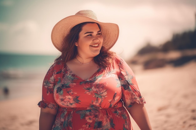 Plus size donna spiaggia curva obesa generare Ai
