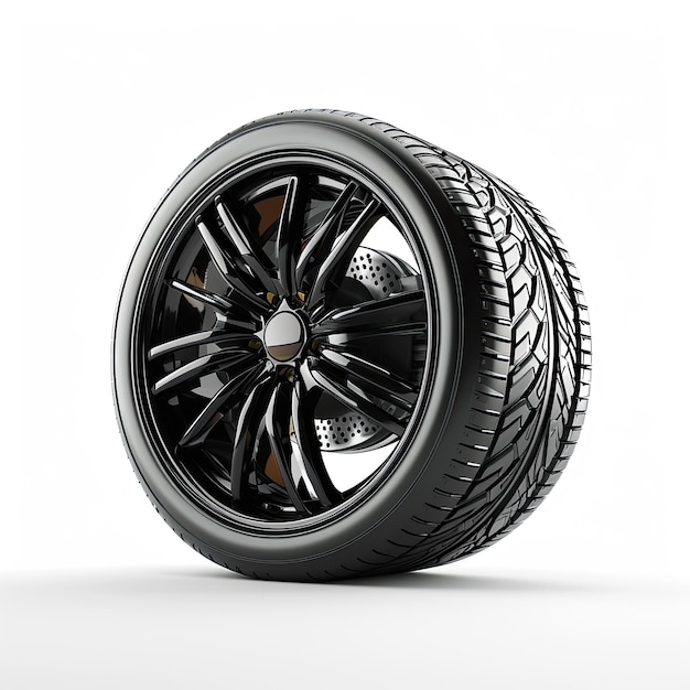 Pneumatici di auto isolati su uno sfondo bianco 3d rendering ultra high detail 8k style raw v 6 Job ID 020000772de64abe80010fa3d5aebcbe