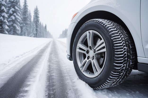 Pneumatici invernali Auto su strada innevata Pneumatiche su autostrada innevata dettaglio