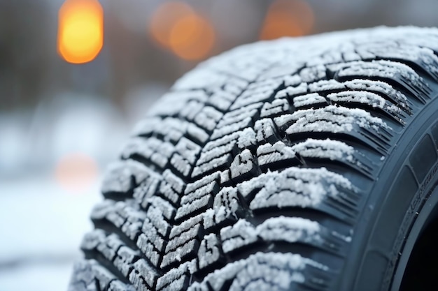 Pneumatici invernali coperti di neve strada innevata ghiaccio ghiacciato auto guida a ruote sicurezza guida sicura trasporto
