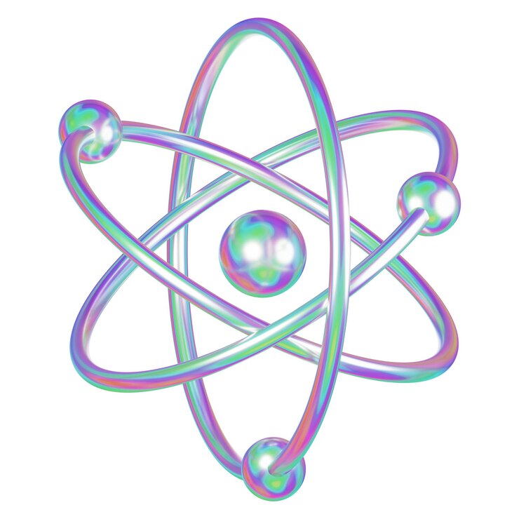 Photo png 3d holographic atom element illustration transparent background