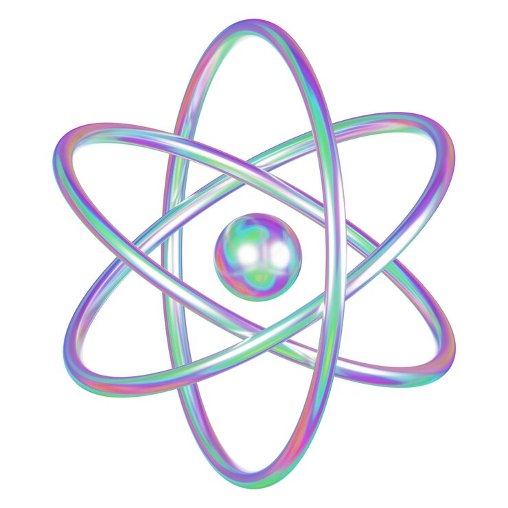 Photo png 3d holographic atom element illustration transparent background