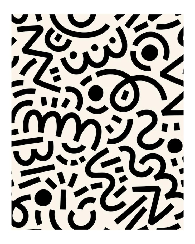 Photo png abstract memphis black pattern transparent background
