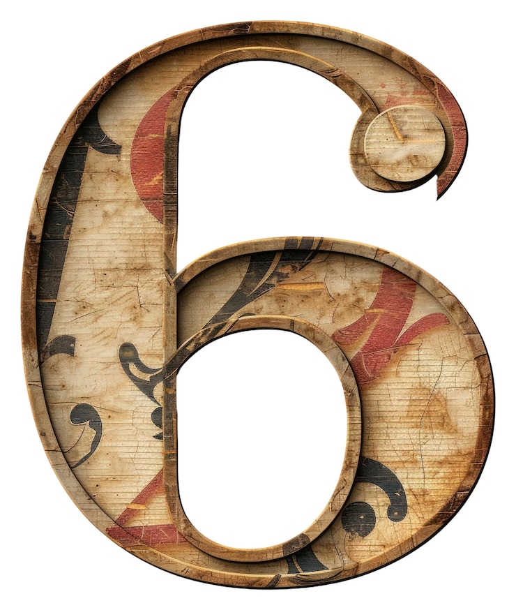 Foto png alfabeto vintage numero 6 numero vecchio sfondo bianco