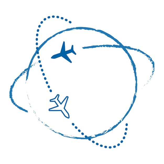 PNG blu icona della linea di viaggio globale sfondo trasparente