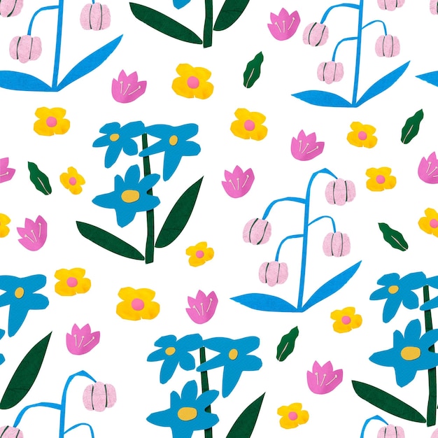 Png colorful flower pattern paper craft design transparent background