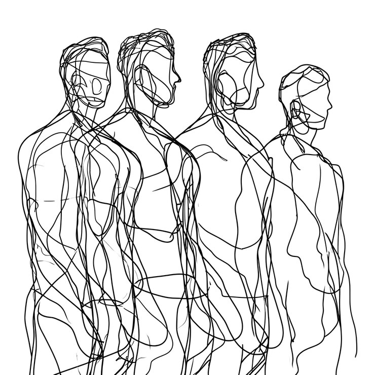 Photo png continuous line drawing men sketch art representation