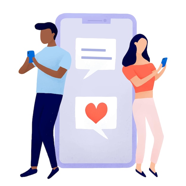 Png Coppia che chatta sui social media elemento sfondo trasparente
