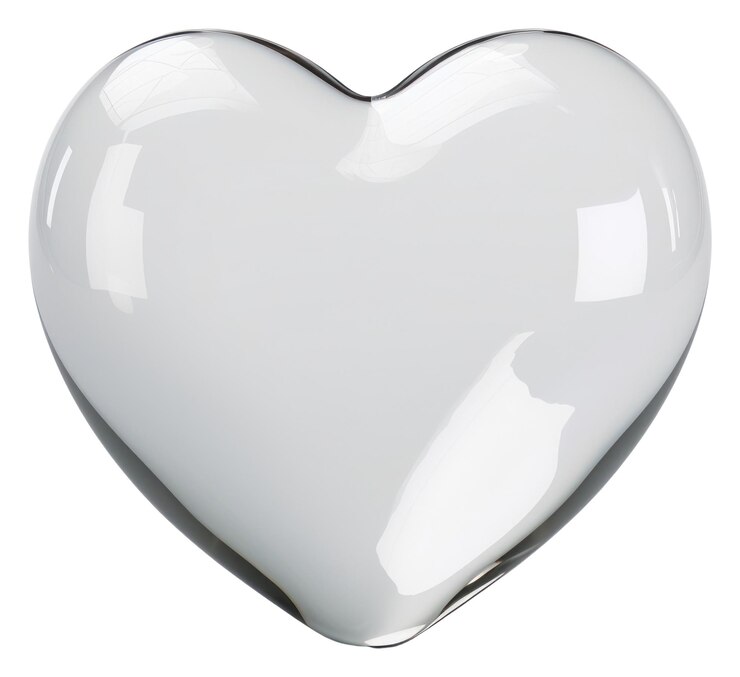Foto png cuore bianco vetro trasparente sfondo bianco