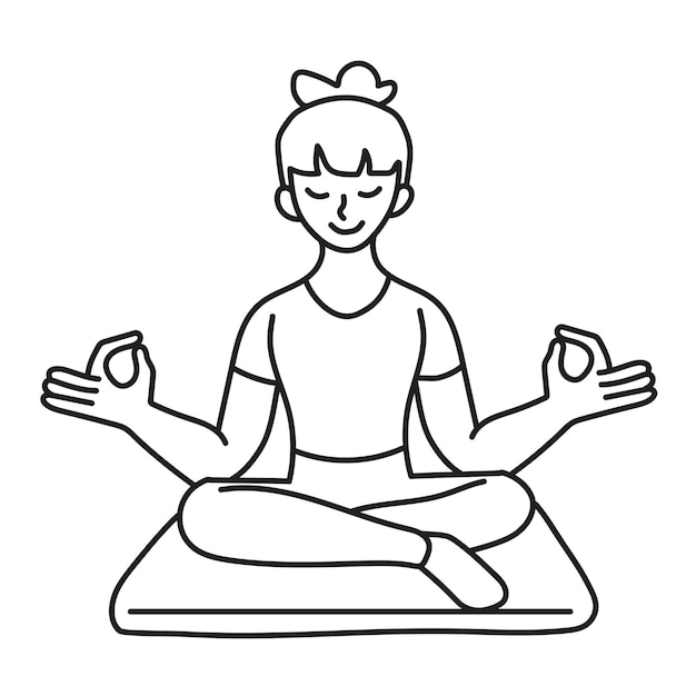 Png donna in meditazione seduta doodle sfondo trasparente