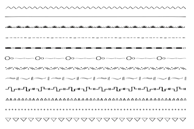 Png doodle hand drawn divider boho style set