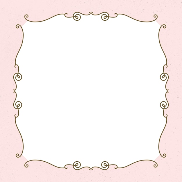 Png frame vintage style on pastel pink background
