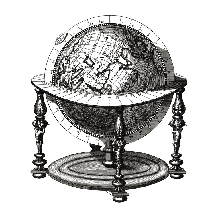 Foto png globe sticker illustrazione vintage sfondo trasparente