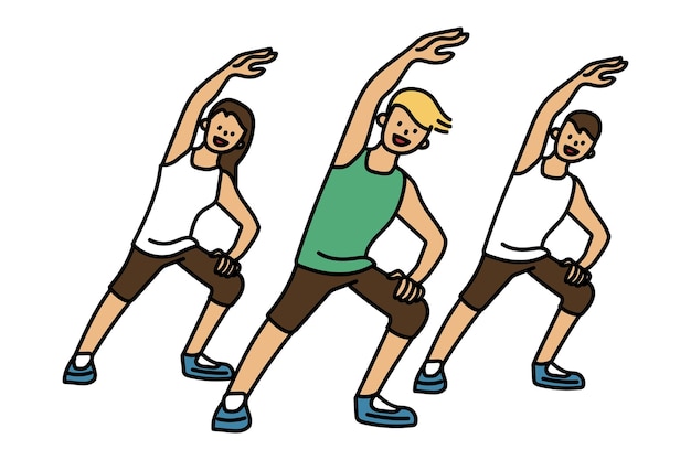 Png gruppo aerobica doodle sfondo trasparente