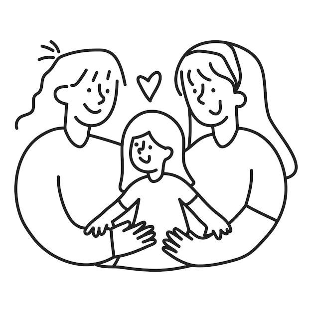 PNG Happy LGBTQ parenting line disegno adesivo sfondo trasparente