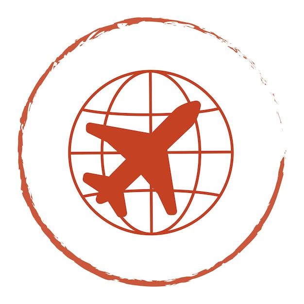 PNG icona rossa della linea di viaggio globale sfondo trasparente