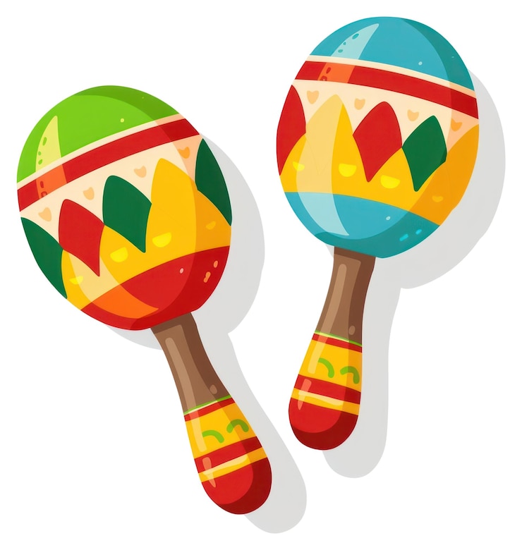 Foto png illustrazione colorata di maracas festive