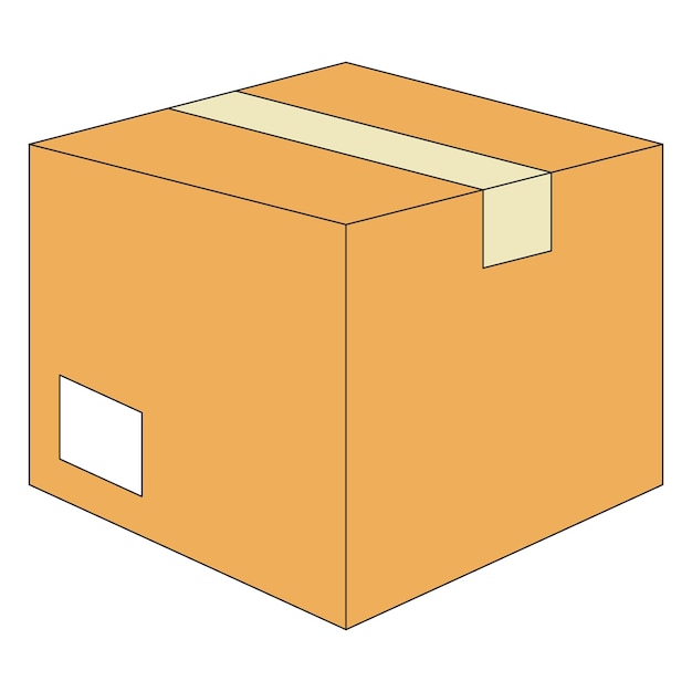 PNG Illustrazione di un oggetto piatto della scatola di pacchi sullo sfondo trasparente