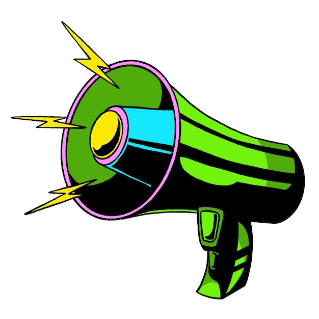Png neon verde megafono illustrazione sfondo trasparente