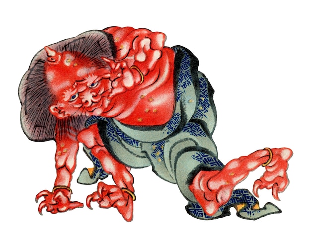 png oni demon traditional painting by ga audsleyjapanese illustration transparent background remixed by rawpixel