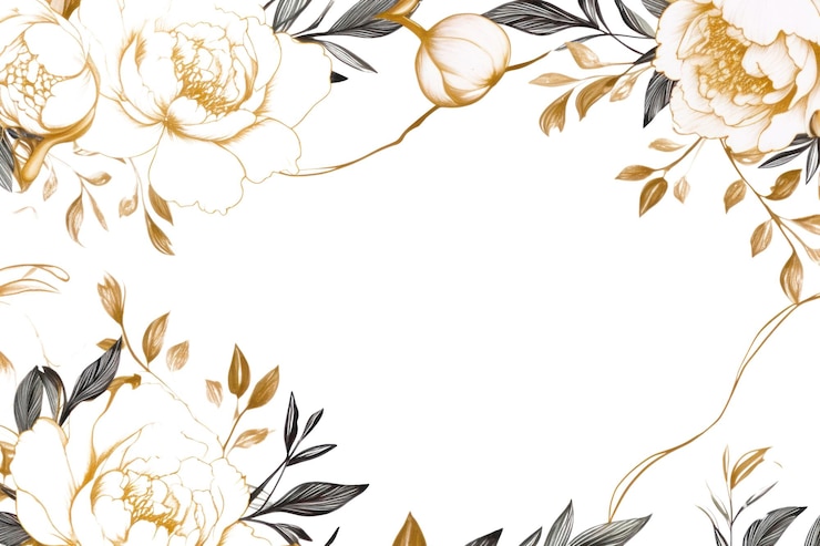 Foto png peony cornice di confine sfondo modello oro