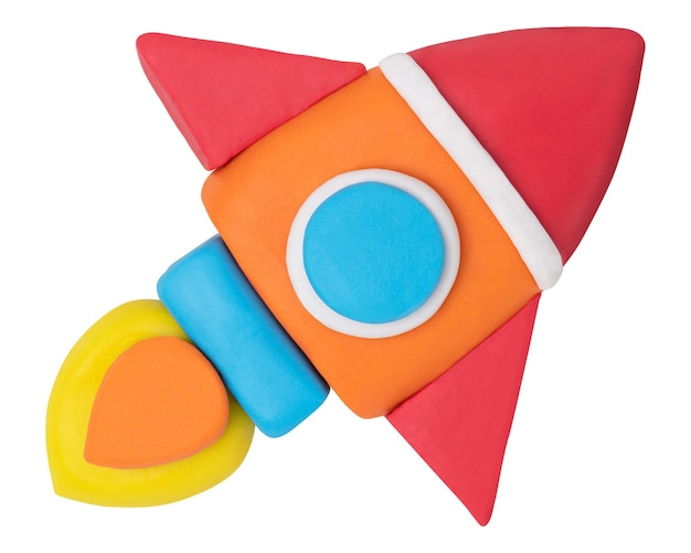 Png space rocket icona di argilla carina fatta a mano educazione artigianato creativo grafico