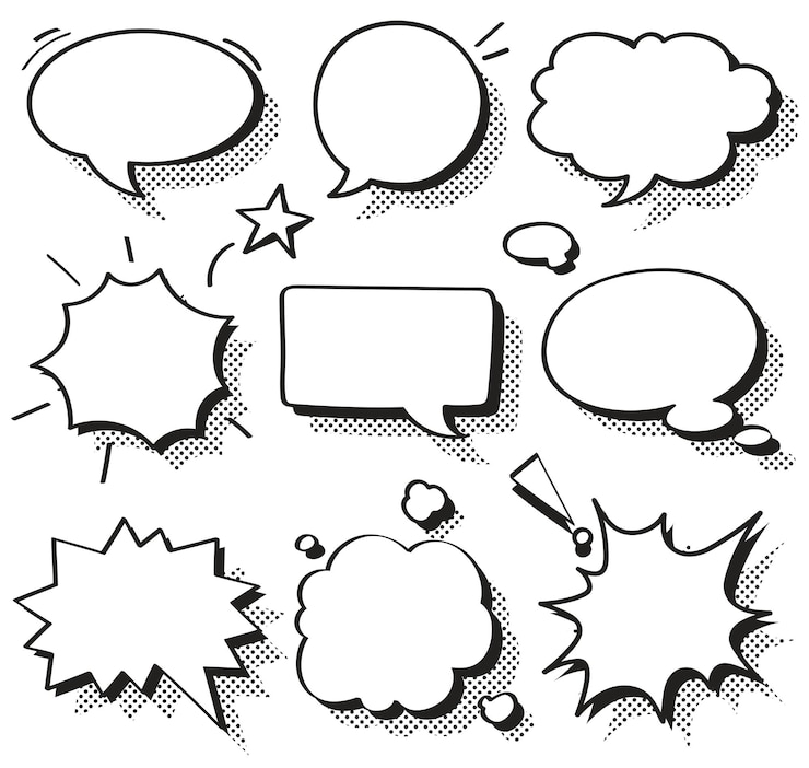 Photo png speech bubble sticker cartoon pop art style set
