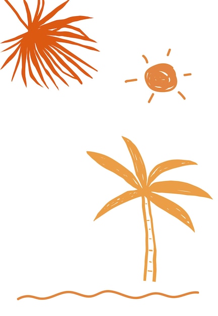 Png spiaggia estiva confine con palma doodle clipart