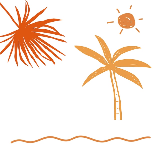 Png spiaggia estiva confine con palma doodle clipart