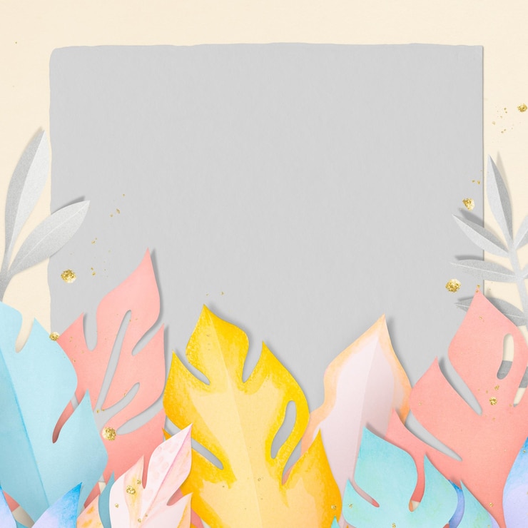 Photo png summer leaf frame mockup flat lay style