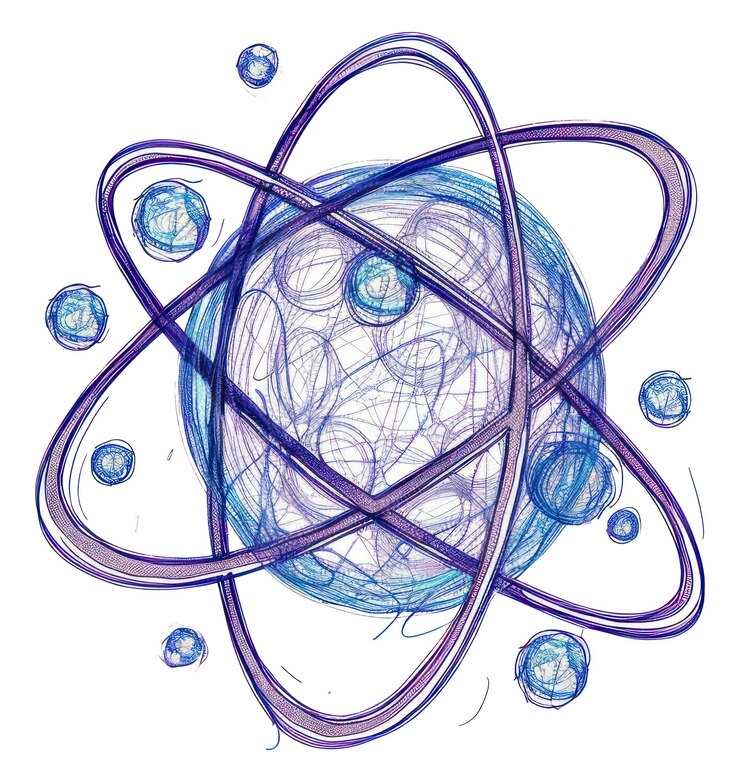 Foto png vintage disegno modello atomico accessori di biochimica