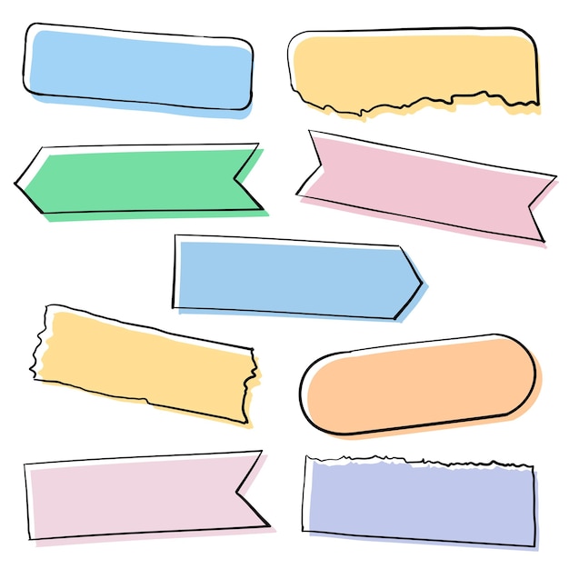 Png washi tape pastel set in stile disegnato a mano